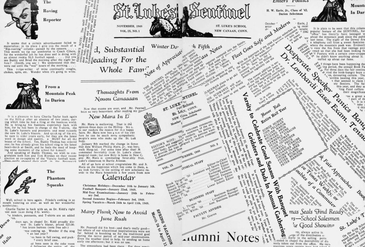 A collection of editions from the 1949 Sentinel, featured in that year’s Caduceus yearbook
